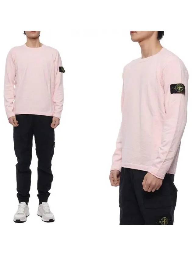 Compass Badge Ribbed Cotton Knit Top Pink - STONE ISLAND - BALAAN 2