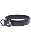 Gancini Reversible Adjustable Calfskin Leather Belt Black Blue - SALVATORE FERRAGAMO - BALAAN 4