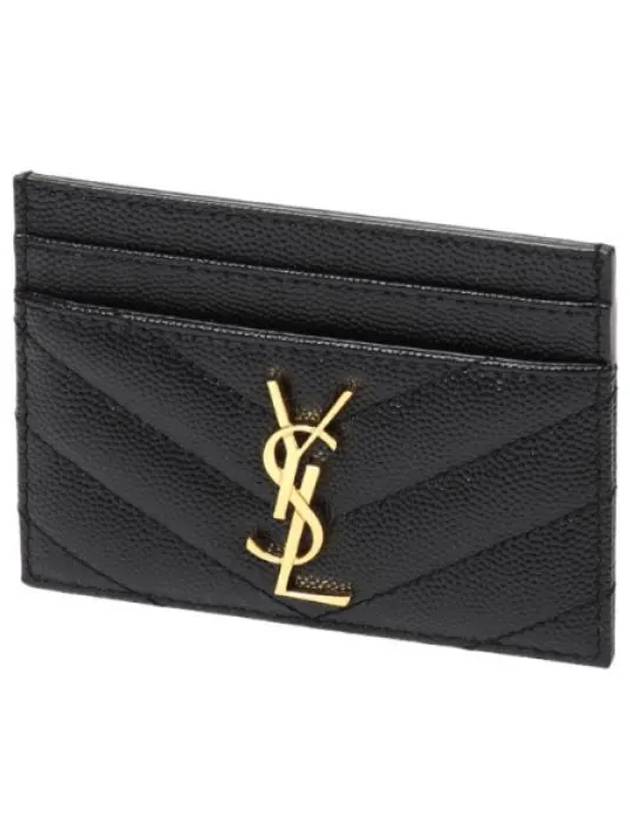 Gold Hardware Matelasse Caviar Leather Card Wallet Black - SAINT LAURENT - BALAAN 2