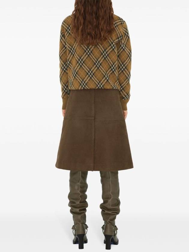 Check Wool Mohair Blend Knit Top Brown - BURBERRY - BALAAN 3