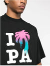 I Love Pa Classic Cotton Short Sleeve T-Shirt Black - PALM ANGELS - BALAAN 3