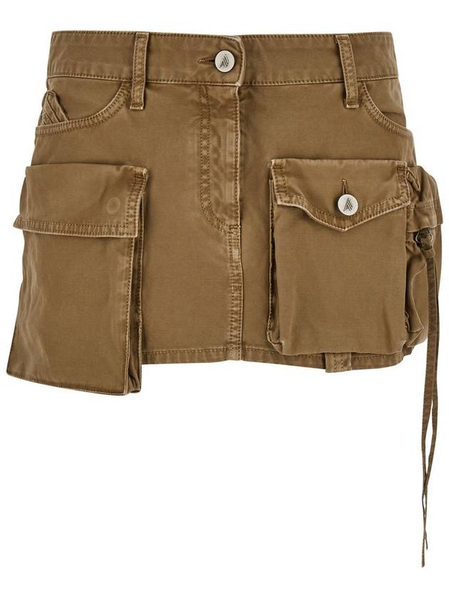 'Fay' Beige Mini-Skirt With Oversized Cargo Pockets In Denim Woman - THE ATTICO - BALAAN 1