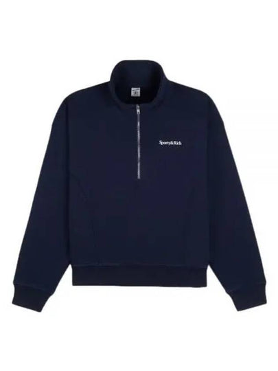 Women's New Health Quarter Zip Sweater Navy - SPORTY & RICH - BALAAN 2