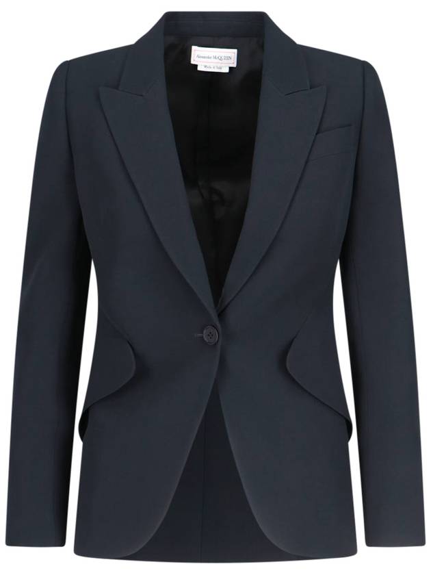 Peak Shoulder Leaf Crepe Jacket Black - ALEXANDER MCQUEEN - BALAAN 2