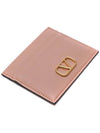 V Logo Signature Grainy Calfskin Card Wallet Pink - VALENTINO - BALAAN 6