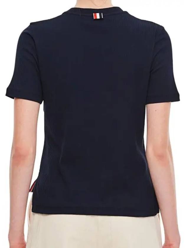 Women's High Twist Rip Stripe Short Sleeve T-Shirt Navy - THOM BROWNE - BALAAN 3