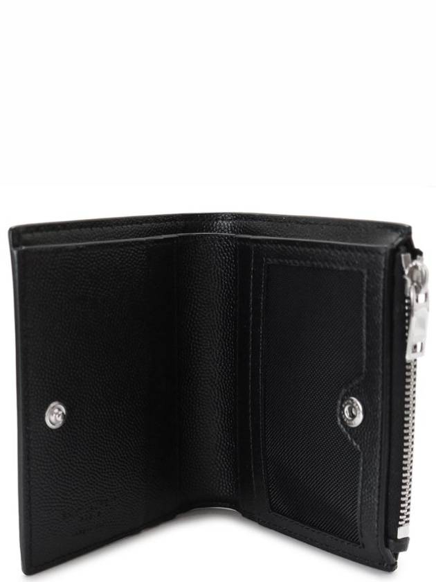 Grain de Poudre Embossed Leather Zipper Card Wallet Black - SAINT LAURENT - BALAAN 4