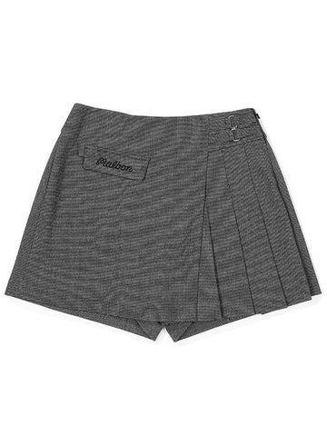 Check Wrap Skirt Shorts BLACK WOMAN - MALBON GOLF - BALAAN 1