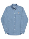 Fox Head Classic Cotton Long Sleeve Shirt Blue - MAISON KITSUNE - BALAAN 2