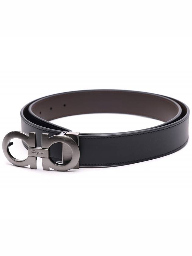 Gancini Reversible Adjustable Leather Belt Black Dark Brown - SALVATORE FERRAGAMO - BALAAN 4