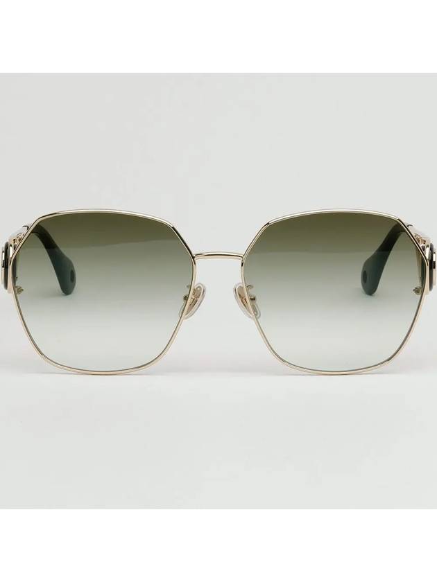 Sunglasses LNV129SLB 734 Dark Green Square Gold Metal Frame Logo - LANVIN - BALAAN 3