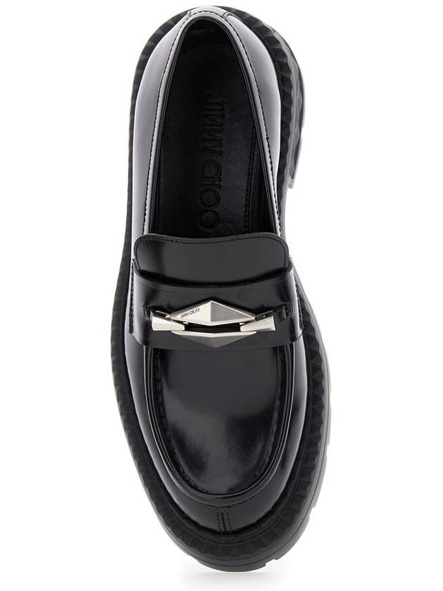 'Marlow' Black Loafers With Diamond Shaped Detail In Leather Woman - JIMMY CHOO - BALAAN 4