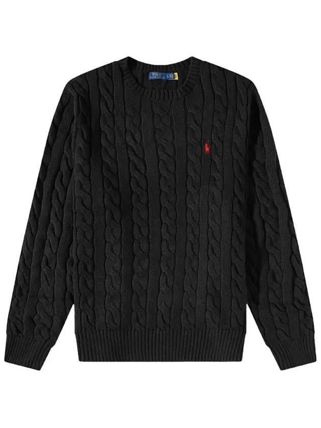 Embroidery Logo Cable Knit Top Black - POLO RALPH LAUREN - BALAAN 2