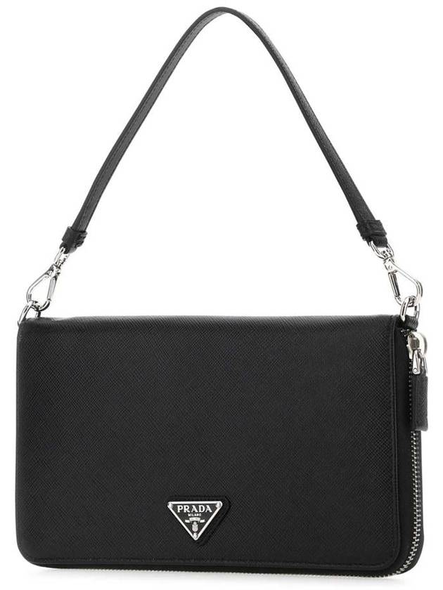 Triangle Logo Saffiano Document Shoulder Bag Black - PRADA - BALAAN 3