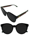 Eyewear Logo Round Asian Fit Sunglasses Black - GUCCI - BALAAN 2