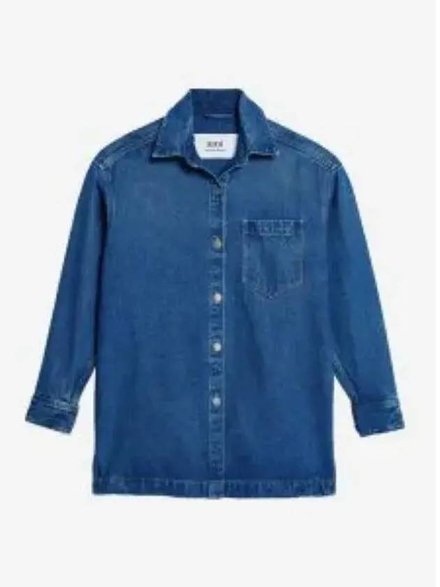 Big Logo Denim Long Sleeve Shirt Blue - AMI - BALAAN 2