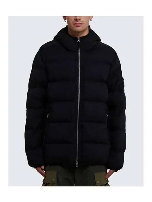 Seamless Logo Nylon Hooded Padded Jacket Black - STONE ISLAND - BALAAN 3