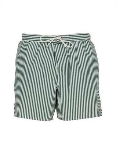 Stripe Drawstring Swim Shorts White Green - LACOSTE - BALAAN 1