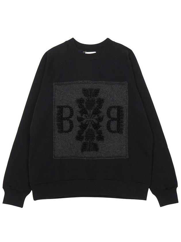 B logo patch cashmere sweatshirt black - BARRIE - BALAAN 2