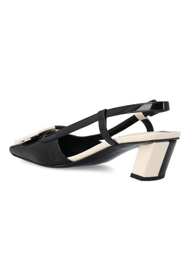 Belle Vivier Patent Leather Slingback Heel Black White - ROGER VIVIER - BALAAN 4