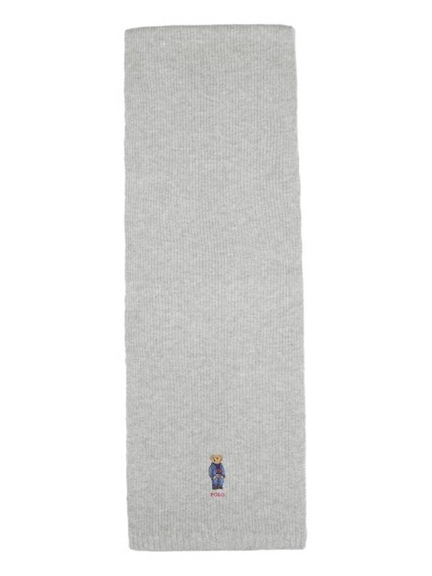 Embroidered Bear Wool Muffler Grey Heather - POLO RALPH LAUREN - BALAAN 2