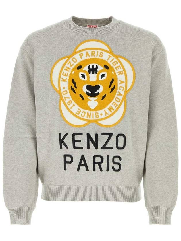 Tiger Academy Logo Knit Top Pale Grey - KENZO - BALAAN 2