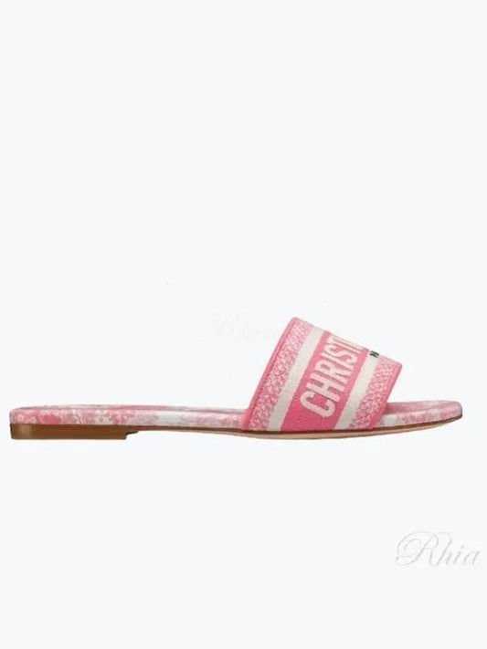 Dway Toile De Jouy Embroidered Cotton Slippers Pink - DIOR - BALAAN 2