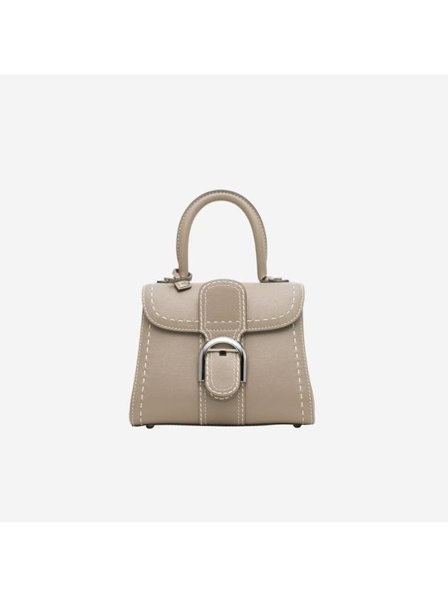 Brillant Surpiqué Mini Tote Bag Tourterelle - DELVAUX - BALAAN 1