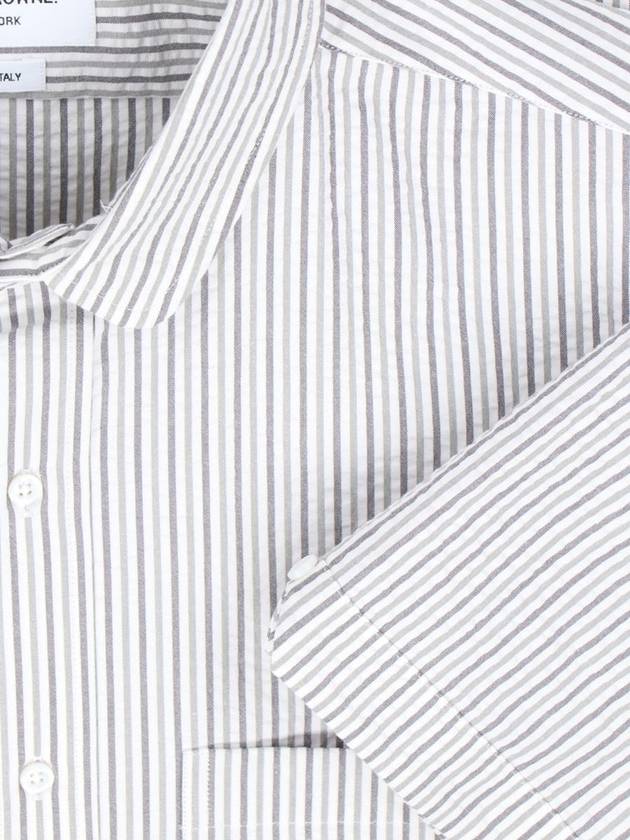 Men's Striped Short Sleeve Shirt White - THOM BROWNE - BALAAN 5