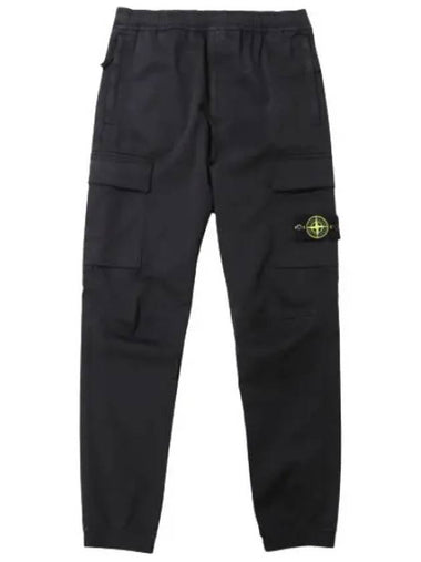 Stretch cotton wool satin cargo pants regular tapered fit - STONE ISLAND - BALAAN 1