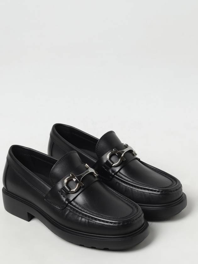 Moccasin Gancini Ornament Calfskin Loafers Black - SALVATORE FERRAGAMO - BALAAN 3