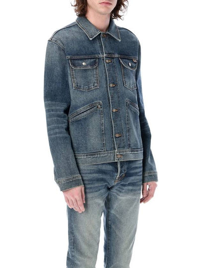 Classic Logo Tab Flap Pocket Denim Jacket Blue - TOM FORD - BALAAN 2