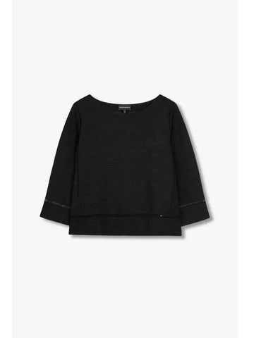 Women s Mesh Line Ribbed Knit Top Black - EMPORIO ARMANI - BALAAN 1