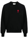 Men's Heart Logo Cotton Sweatshirt Black - AMI - BALAAN 2