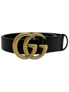 GG Marmont gold buckle leather belt black 414516 - GUCCI - BALAAN 1