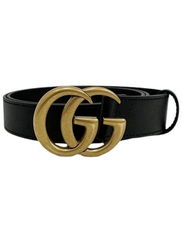 GG Marmont gold buckle leather belt black 414516 - GUCCI - BALAAN 1