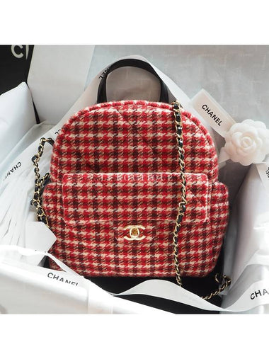 Coconeju Tweed Backpack Jenny Red AS5053 - CHANEL - BALAAN 1