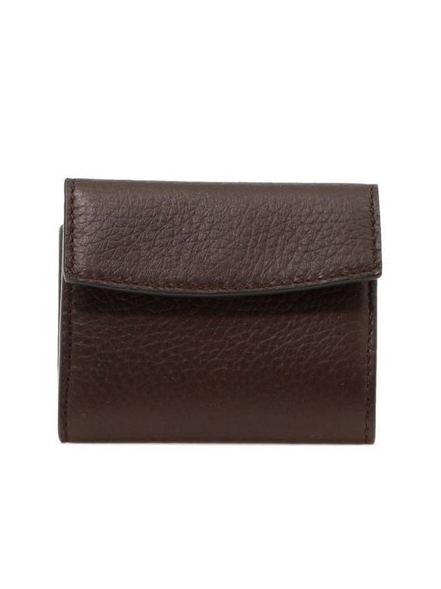 Trifold Stitched Leather Half Wallet Brown - MAISON MARGIELA - BALAAN 1