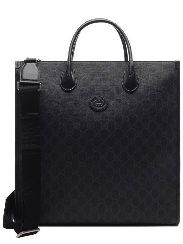 Men's Interlocking G Supreme Medium Tote Bag Black - GUCCI - BALAAN 3