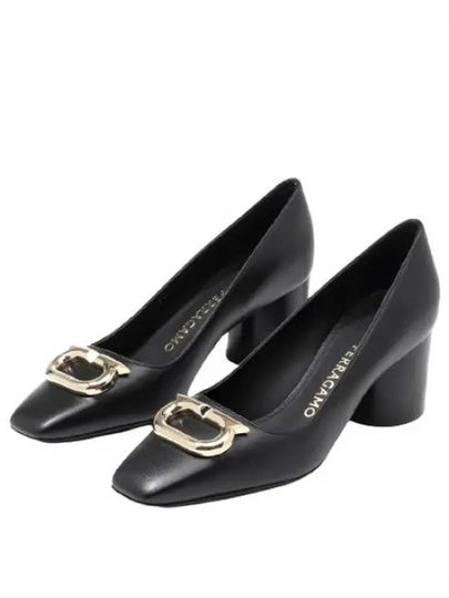 Gancini Leather Pumps Black - SALVATORE FERRAGAMO - BALAAN 2