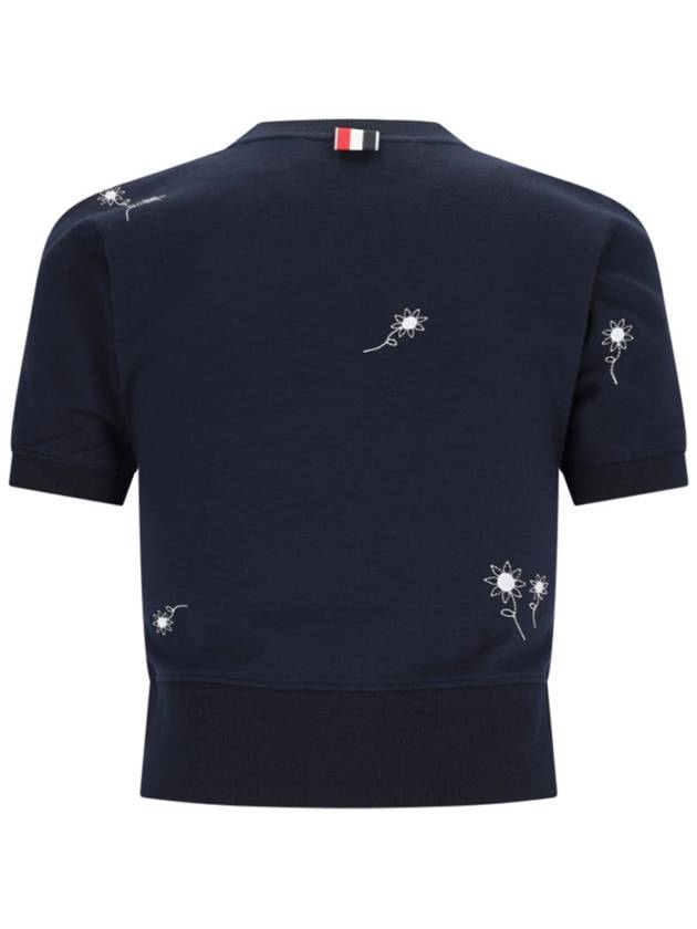 Embroidered Flower Dolman Short Sleeve T-Shirt Navy - THOM BROWNE - BALAAN 3