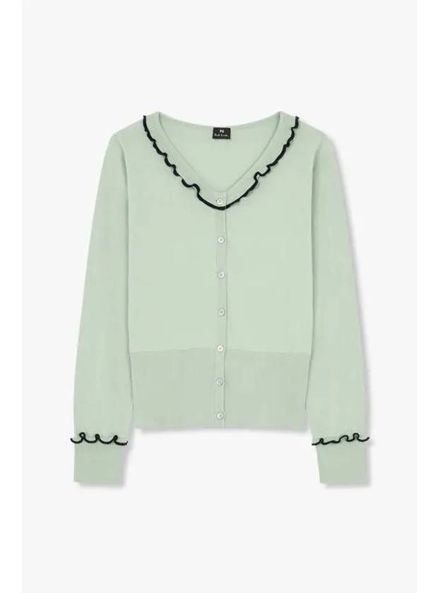 PS Women Lace Neck Cotton Cardigan Mint - PAUL SMITH - BALAAN 1