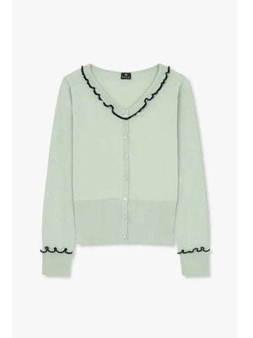 PS Women Lace Neck Cotton Cardigan Mint - PAUL SMITH - BALAAN 1