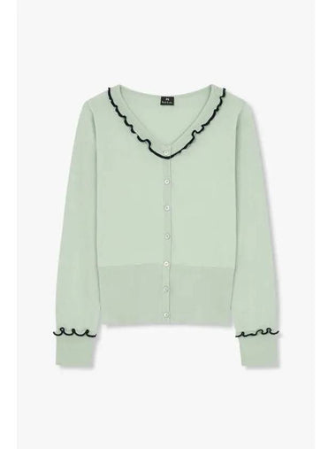 PS Women Lace Neck Cotton Cardigan Mint - PAUL SMITH - BALAAN 1