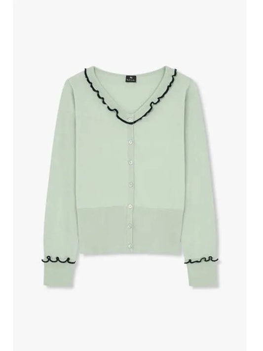 30 9 29 PS Women Lace Neck Cotton Cardigan Mint - PAUL SMITH - BALAAN 1