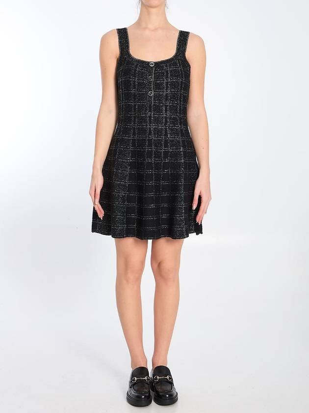 Wool And Lamé Check Jacquard Dress - GUCCI - BALAAN 5