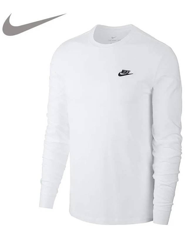 Men's NSW Club Long Sleeve T-Shirt White - NIKE - BALAAN 2