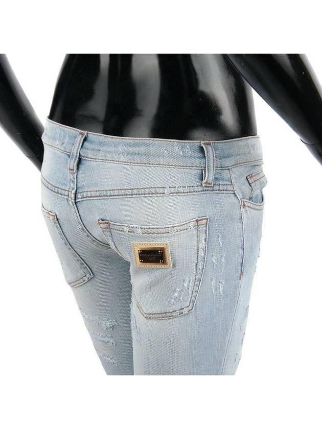 Women's Scratch Detail Skinny Jeans Blue - DOLCE&GABBANA - BALAAN.