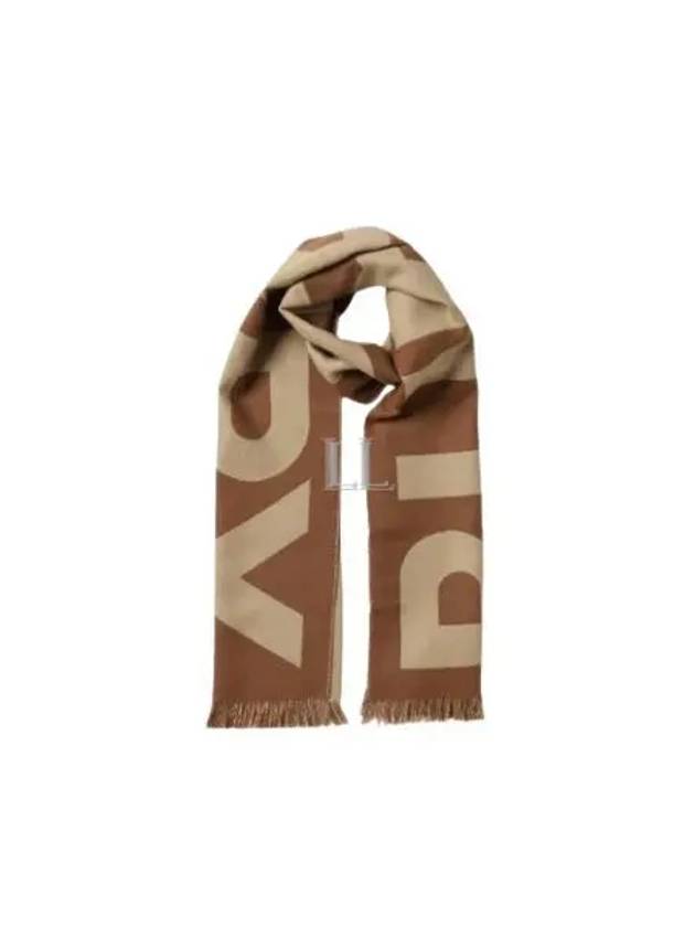 Logo Fringe Wool Scarf Birch Brown - BURBERRY - BALAAN 2