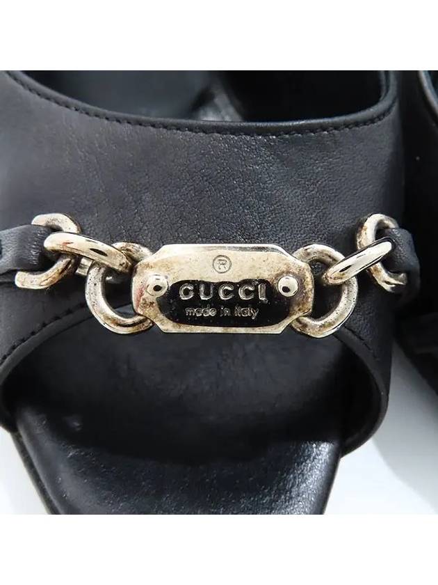 317028 Black leather silver decoration women s open toe heel shoes 36 235MM - GUCCI - BALAAN 5